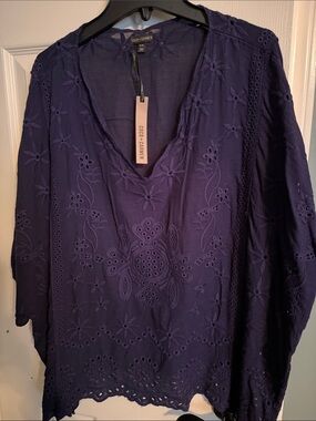 Coco + Carmen Purple Embroidered V-Neck Tunic